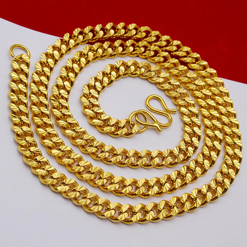 Простое песочно-золотое ожерелье NK для мужчин, позолоченное, для женщин, толстое ожерелье с кубинской цепочкой