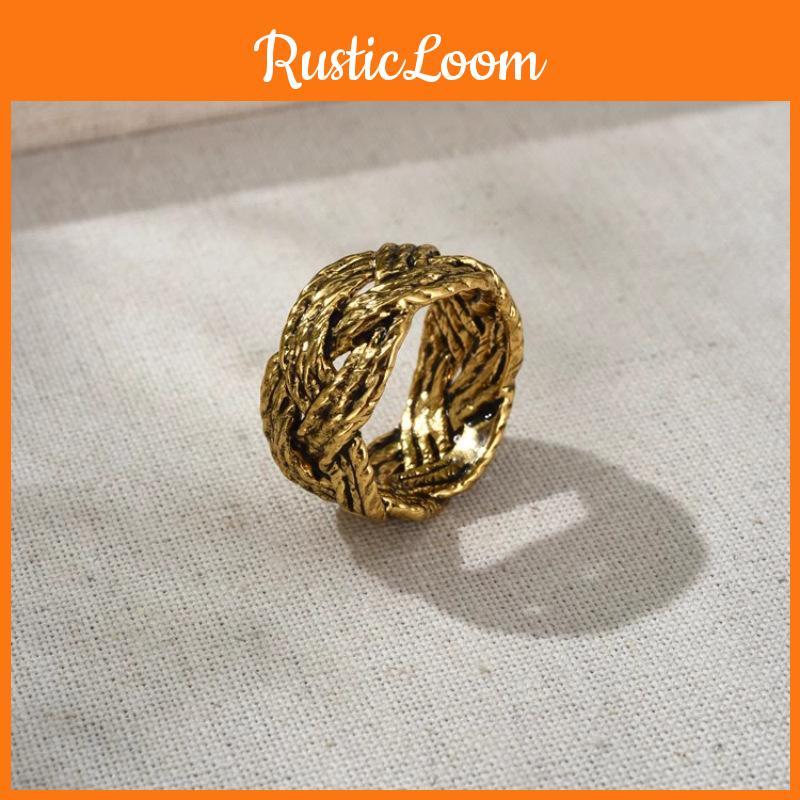 Vintage Style Geometric Copper Ring For Women Retro Fashionable Artisan Design