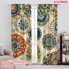 2D Flat Printing 2pcs Curtain Floral Boho Pattern Blackout Polyester Versatile Use for Bedroom Living Room