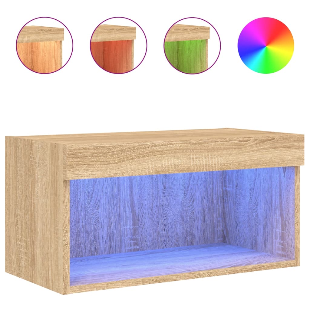TV Cabinet with LED Lights Sonoma Oak Finish 60 x 30 x 30 cm