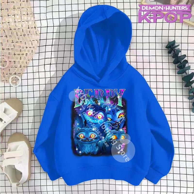 Одежда для маленькой девочки K-Pop Охотники на демонов Толстовка Девичья мода Повседневная толстовка Кино Новинка Детская K-Pop Охотники на демонов Толстовки с капюшоном