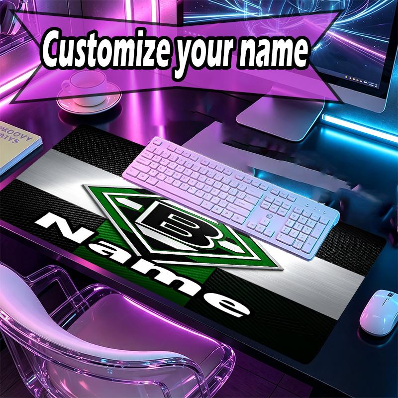 Custom Name Personalized Borussia Monchengladbach Pattern Mousepad, Laptop PC Desk Mat, Decorative Desk Mat for Home Keyboard Pad Gift
