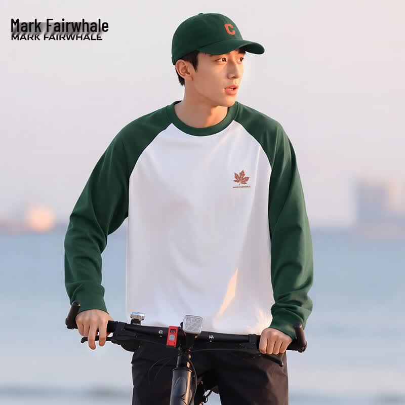 Mark Fairwhale Men's Pure Cotton Color-block Long Sleeve T-shirt