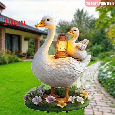 Мама-утка с милыми утятами, 2D плоский акрил, украшение, подходит для сада, горшечных растений, улицы, террасы, Рождества, Хэллоуина