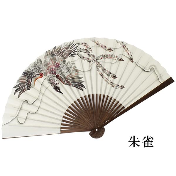 Кимоно Киото антибактериальное японское бумажное Четыре священных 22 см [Стильный Ироха] Веер, Веер, Звери, Караки, Мужское, (Сузаку)