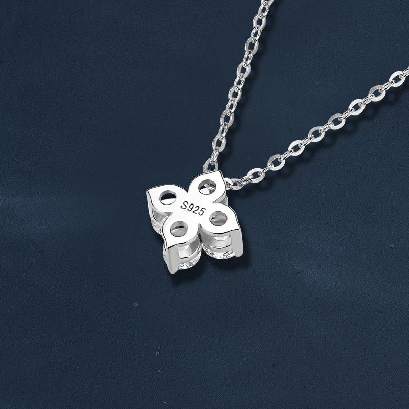 925 Sterling Silver Four Leaf Clover Moissanite Chain Necklace for Women Fashion Fine Chains Necklaces Moissanite Jewelry Gift