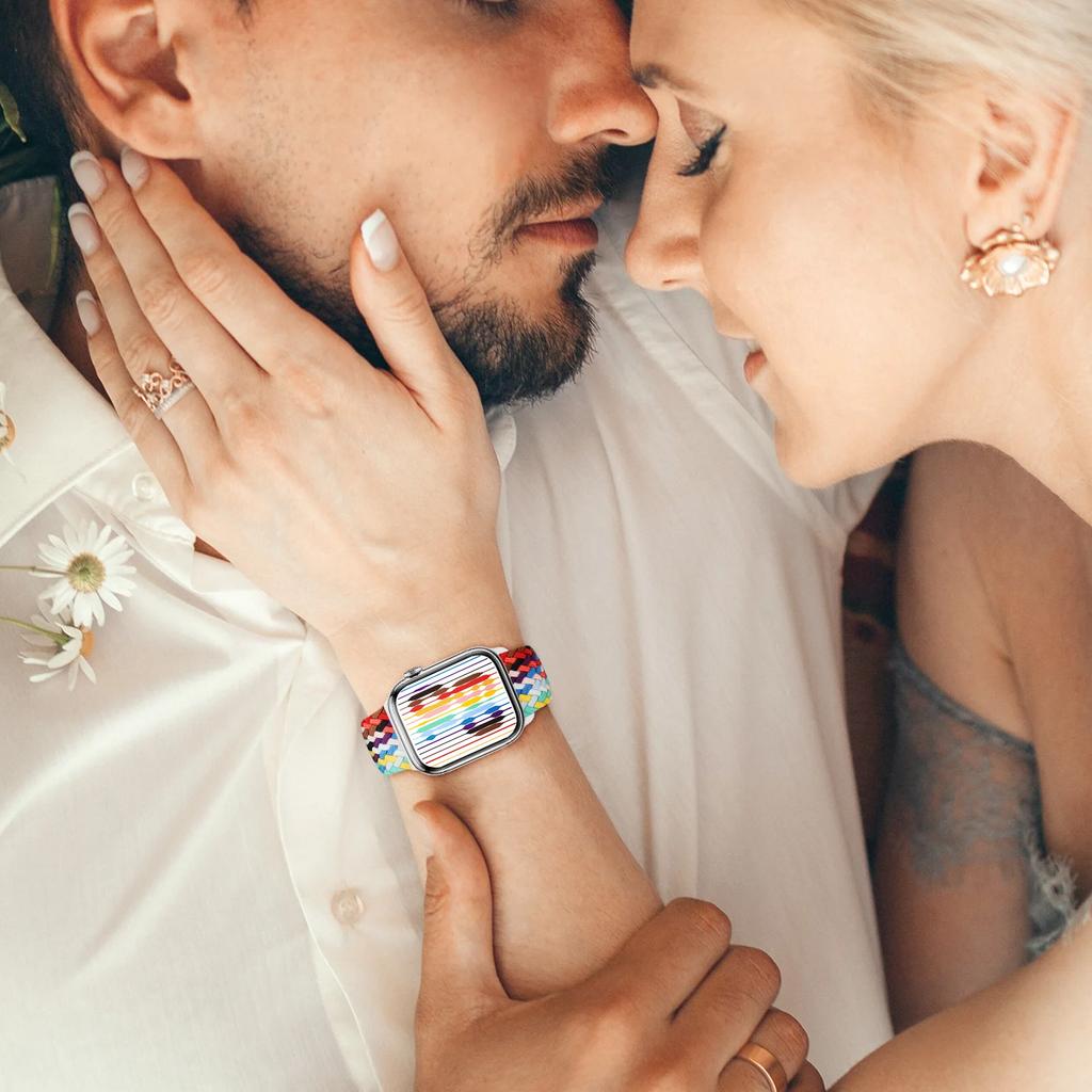 Нейлоновый ремешок для Apple Watch Band 10 9 8 7 45мм 41мм 42мм 46мм Ultra 49мм Дышащий Регулируемый Браслет iWatch 6 5 4 SE2 Пояс