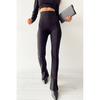 Women's Black High Waist Front Slit Steel Knitted Pants