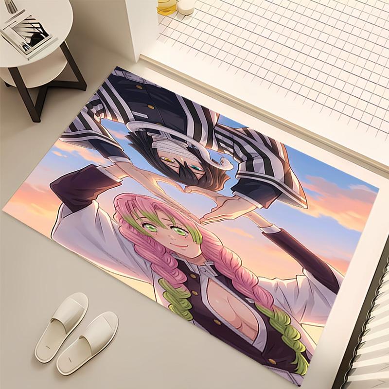 1pc Nezuko Demon Slayer Kanroji Mitsuri Print Area Rug - Soft, Washable Non-Slip Indoor Mat, Living Room, Home Office Decorative Rug,Office Decorative