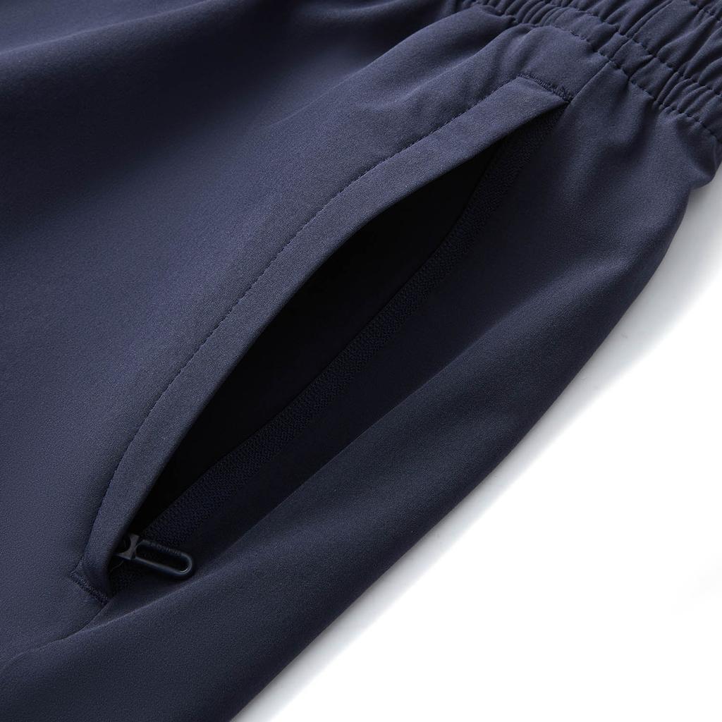 Li Ning Серия Fitness Однотонные Шорты спортивные мужские с завязками на средней посадке, быстросохнущие, прямого кроя, цвет чернильно-синий AKSV111-21