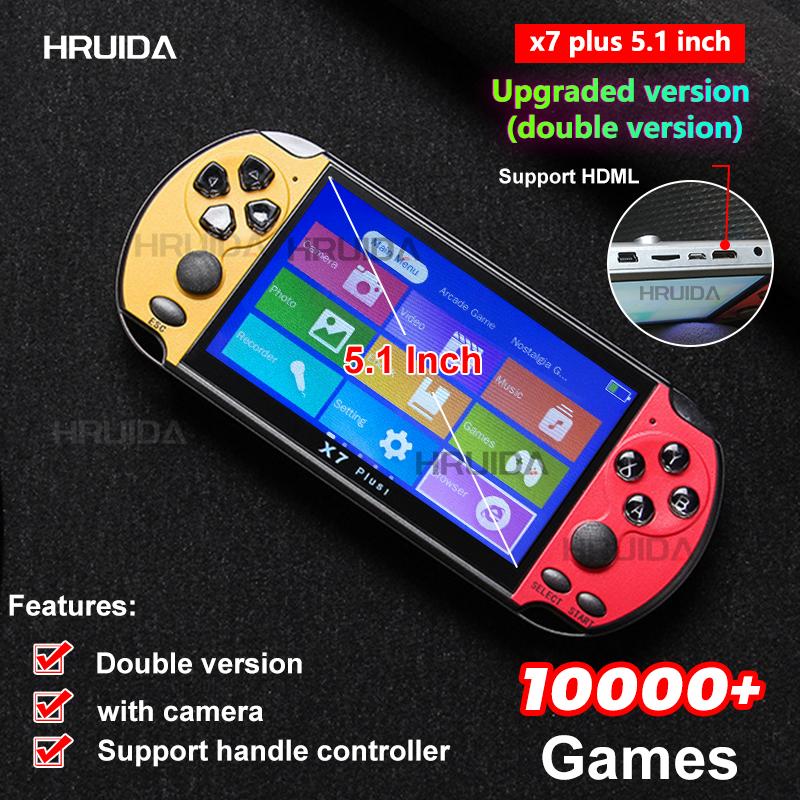 X7 Plus 5 1 Inch Double Version Handheld Game Console High-definition Screen Handheld Portable Audio And Video Player 10000+game