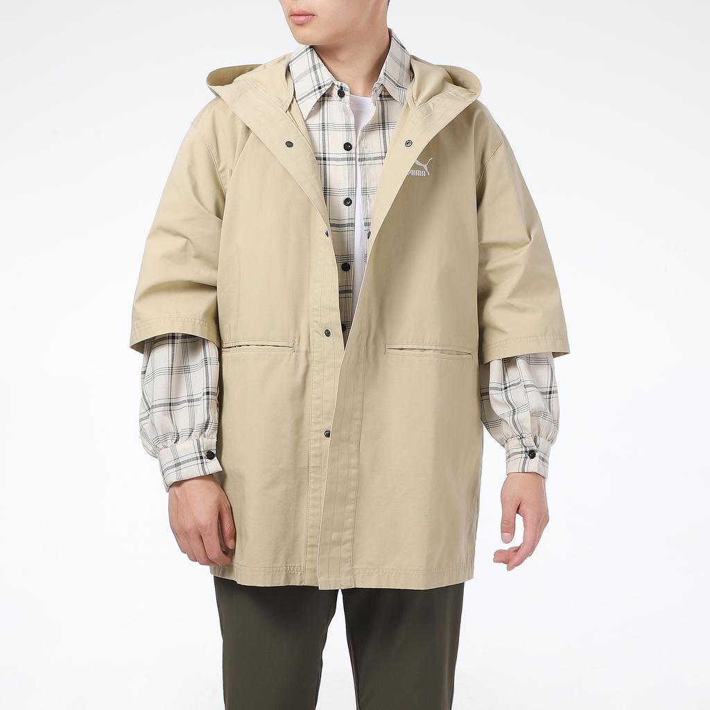 Puma Sporty Casual Hooded Short Sleeve Jacket Men Tops Khaki 533733-12