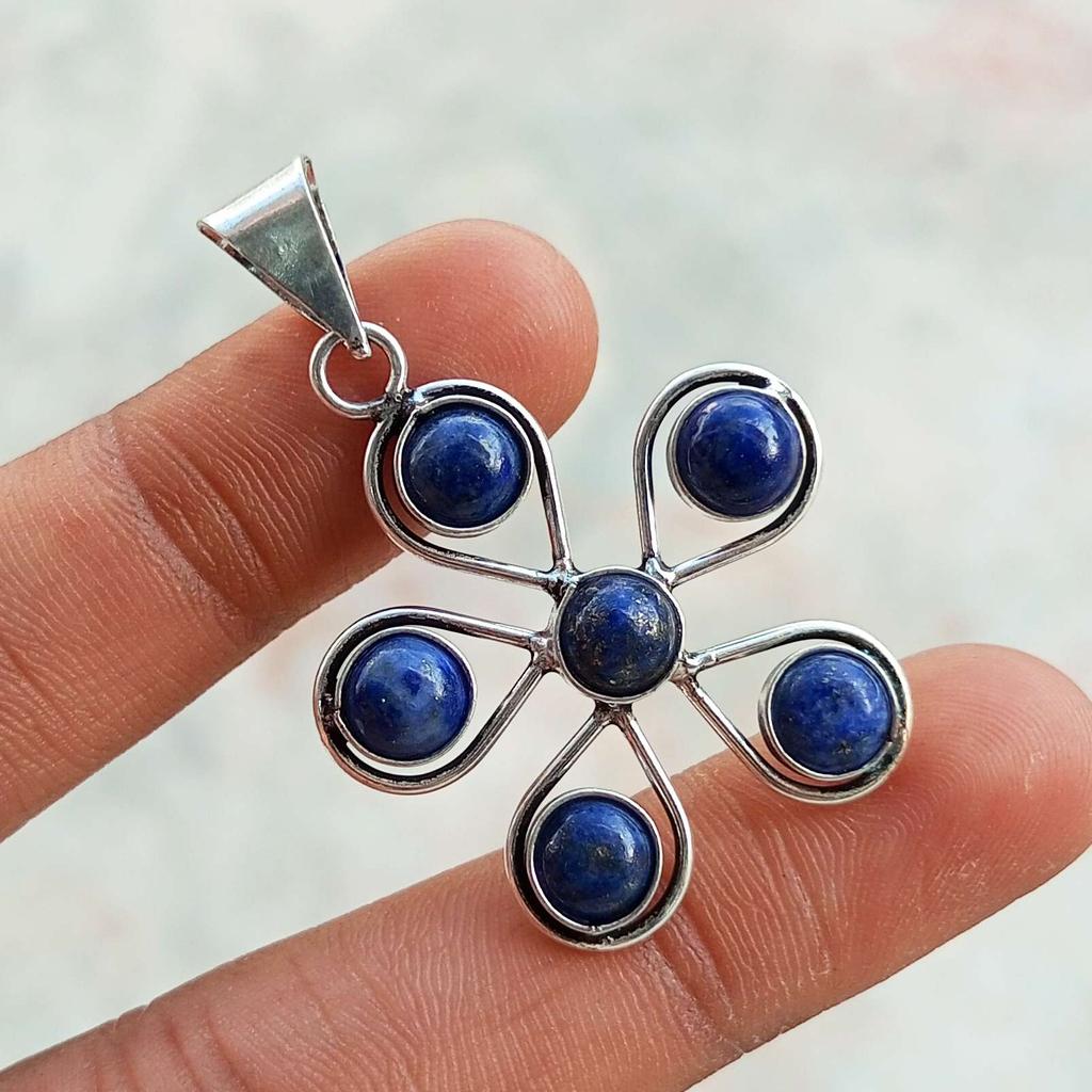 Драгоценный камень лазурит, стерлинговое серебро 925 пробы, дизайнерский кулон с покрытием, ювелирные изделия NST-J2H10485