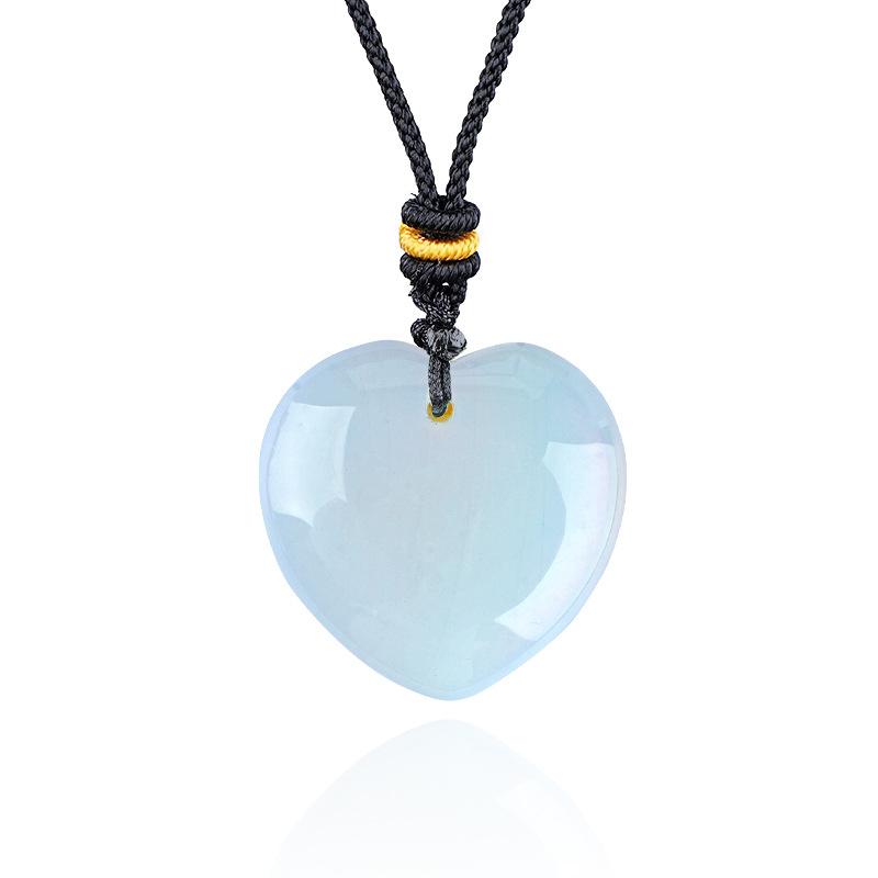 1pc 30mm Natural Stone Pendant Necklace Heart Amethyst Rose Quartz Pendant Necklace for Women Men Jewelry Party Gift