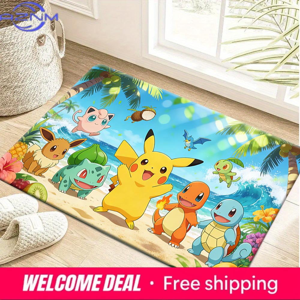 Pokemon Beach Party Print Doormat Anti-slip Absorbent Floor Mat for Home Entrance Bedroom Living Room Decor