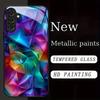 Модный черный чехол для телефона из закаленного стекла, подходящий для Samsung Galaxy 26 S25 S24 S23 S22 S20FE/Ultra/Plus, противоударная задняя крышка
