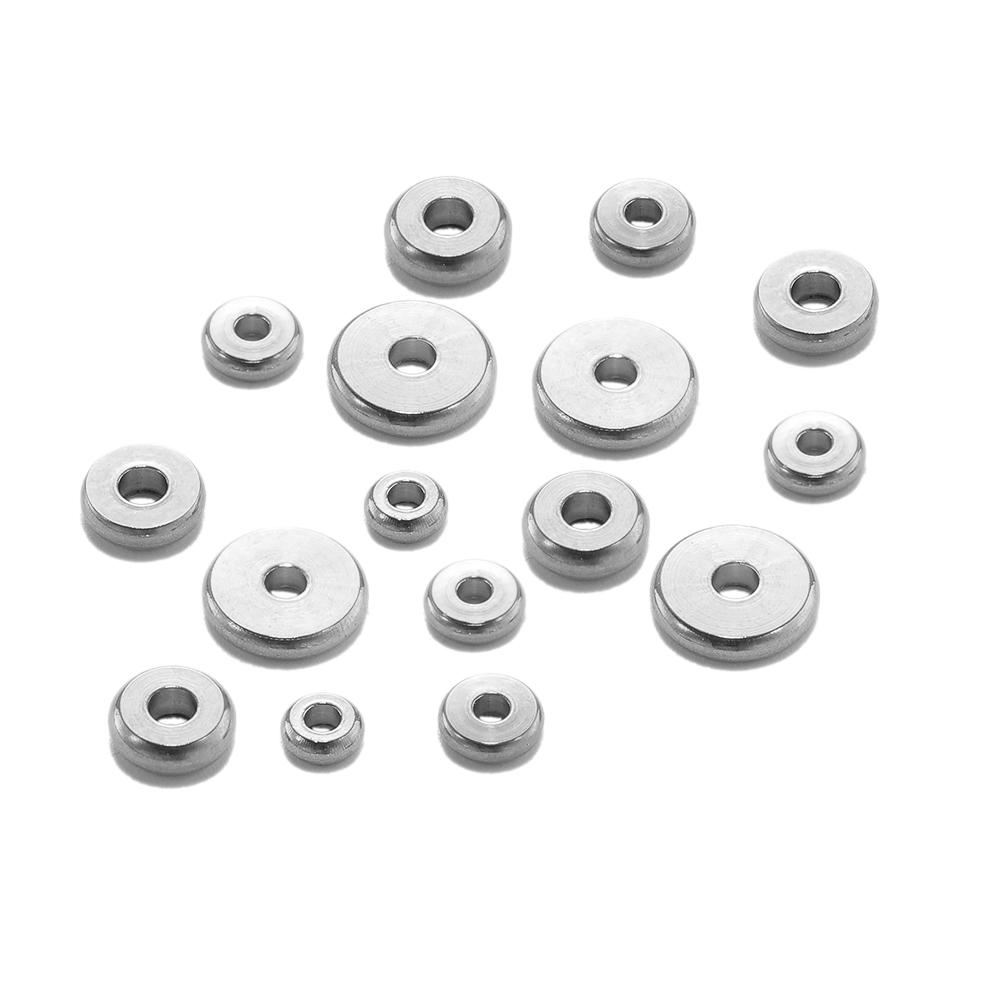 20/50Pcs 4mm 5mm 6mm 8mm Stainless Steel Round Flat Spacer Beads Loose Beads for DIY Bracelet Necklaces Jewelry Making Supplies