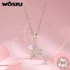 WOSTU 925 Sterling Silver Mother's Day Gold Charm Heart Wing Pendant Cross Tree Stopper Beads Fit Original Bracelet Guard Gift