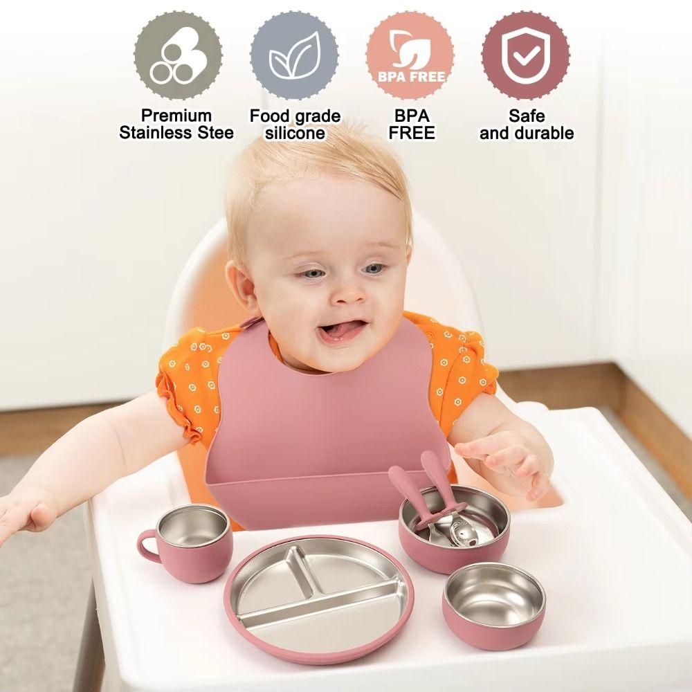 Shockproof Children's Tableware Set Divided Suction Cup Plates Baby Feeding Set Meal Training