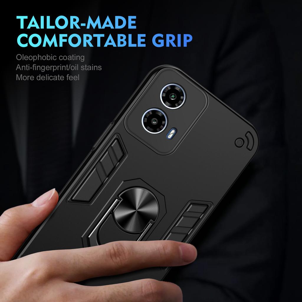 Для Motorola Moto G45 5G/G34 5G чехол с подставкой гибридный чехол для телефона из ПК+ТПУ с автомобильным креплением металлический лист