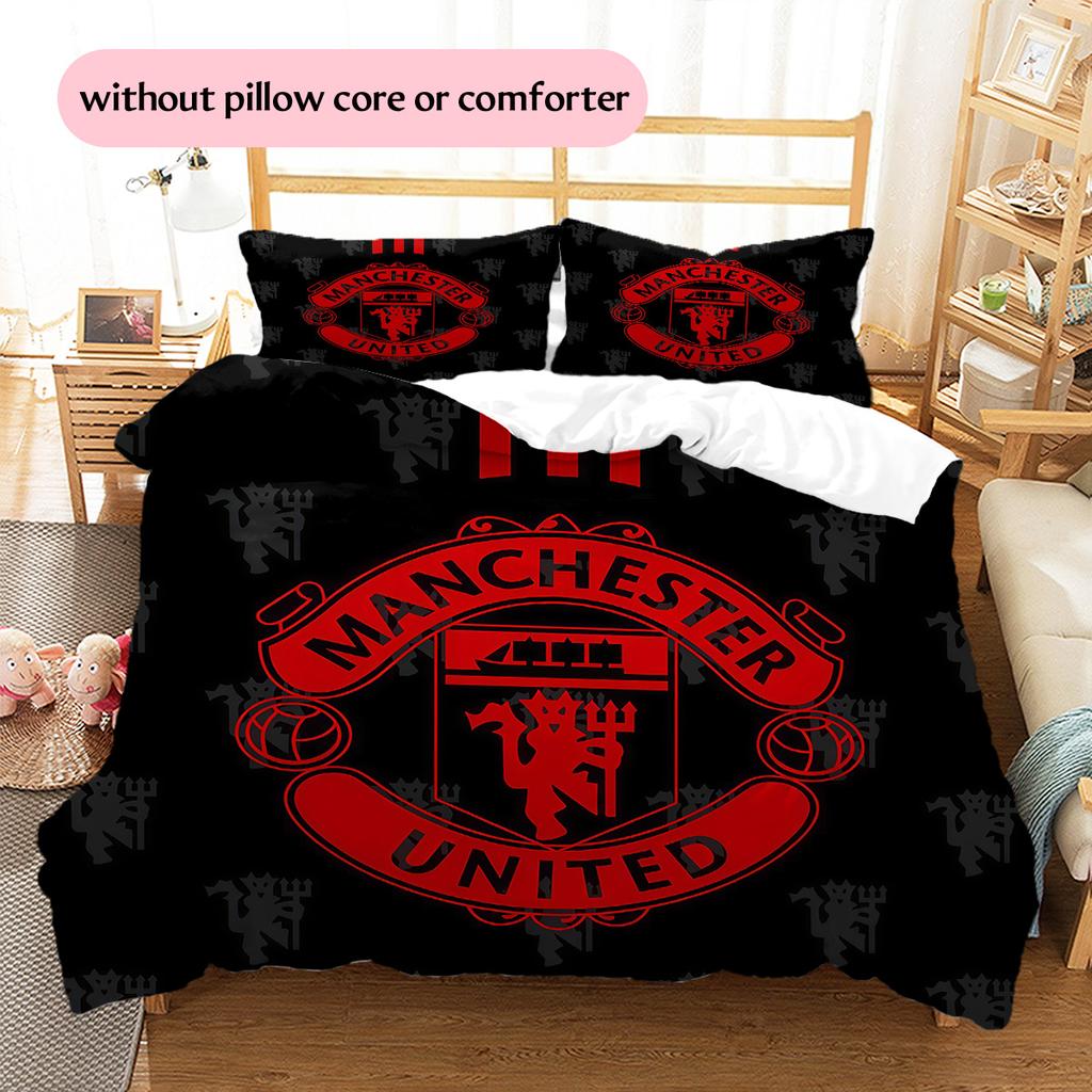 Manchester United Pattern Bedding Quilt Set Home Decoration Gift (1 * duvet cover + 2 * pillowcase without core)