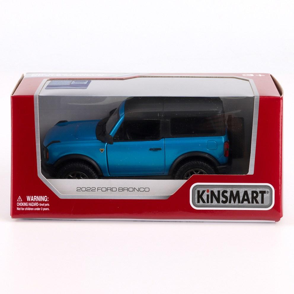 Kinsmart 2022 Ford Bronco с жесткой крышей, литая модель автомобиля, синий (KT5438WB)