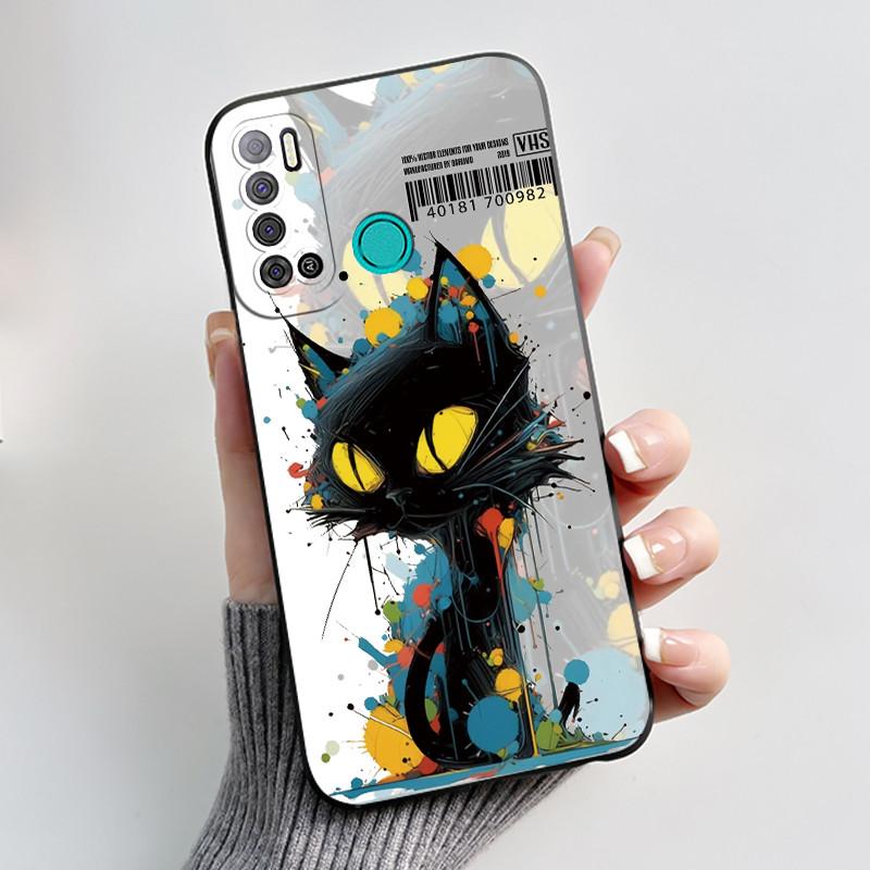 Для Tecno Pouvoir 4 Pro LC8 Чехол Эстетичный Милый Кот Ударопрочный Силиконовый Мягкий ТПУ Чехол Для Tecno Pouvoir 4 Чехол LC7 Оболочка Funda