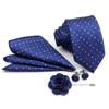 Luxury, Mens Necktie Set, Business Tie, Cufflinks Set,Men Polyester Tie, Dot Hanky. Pocket Square