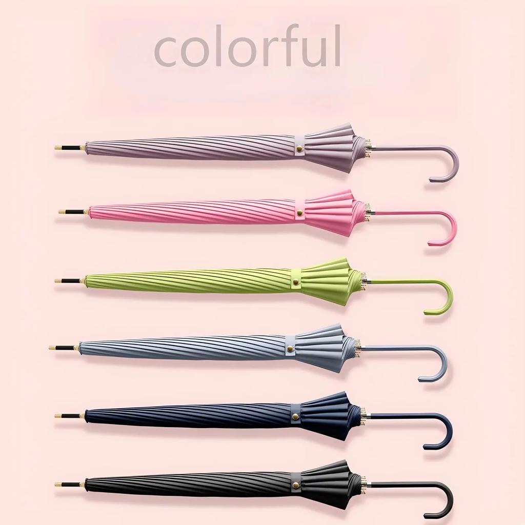 Зонт с длинной ручкой для использования как в солнечную, так и в дождливую погоду, черный клей, большой размер, устойчивый к шторму, 16 косточек, автоматический водонепроницаемый