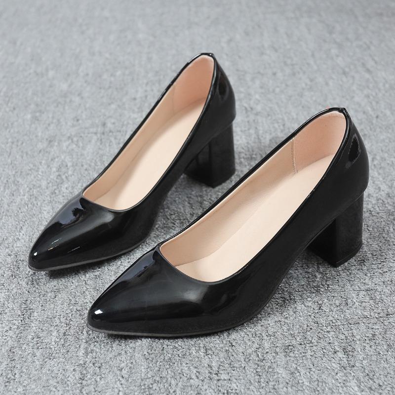 Дизайнерские женские туфли Мэри Джейн на толстом каблуке Лаконичные неглубокие слипоны Женские элегантные кожаные туфли-лодочки с острым носком для платья и на каждый день
