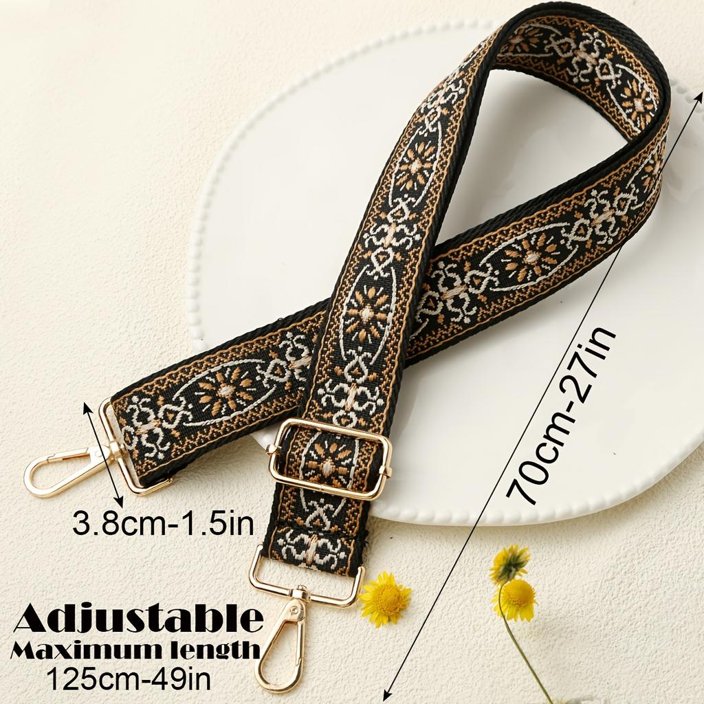 3.8cm Wide Retro Pattern Detachable Adjustable Shoulder Strap, for Crossbody Bag Handbag Tote Bag Travel Bag Waist Pack Camera Strap Replacement