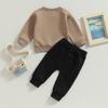 Baby Boy 2 Piece Outfits 6M 12M 18M 24M 3Y Letter Embroidery Long Sleeve Sweatshirt and Elastic Pants for Toddler Fall Tracksuit