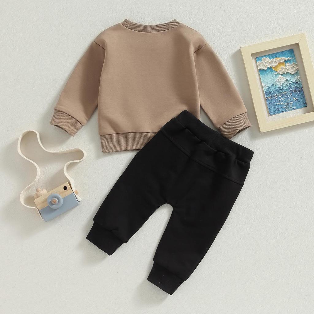 Baby Boy 2 Piece Outfits 6M 12M 18M 24M 3Y Letter Embroidery Long Sleeve Sweatshirt and Elastic Pants for Toddler Fall Tracksuit