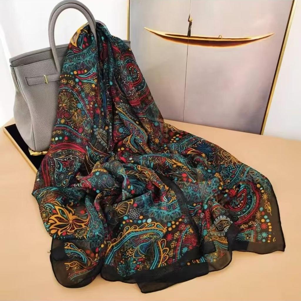New Spring and Summer Soft Yarn Scarf Large-size Printed Beach Towel High-end Sun Protection Scarf Shawl