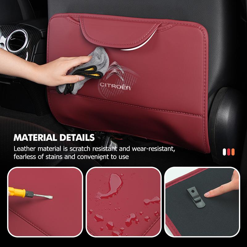 POOR1 Leather Car Seat Back Protector Kick-Proof Anti Slip Child Mat For Citroen Jumper Celysee Cactus Picasso Aircross Saxo Grand