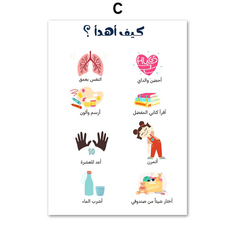 Арабский образовательный алфавит Солнечная система Детская настенная живопись на холсте Плакаты и принты настенные панно Декор для детской комнаты