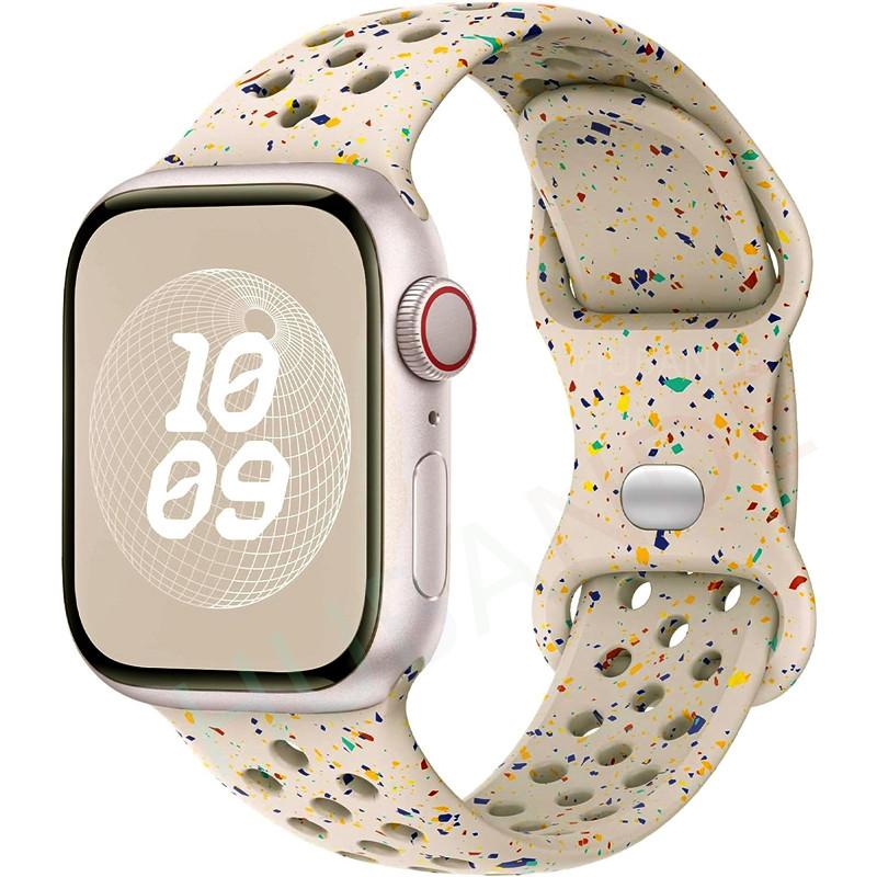 Спортивный ремешок с цветными частицами, резиновый ремешок для Apple Watch 49 мм 46 мм 45 мм 44 мм 42 мм 41 мм 40 мм для IWatch 11 10 9 8 7 6 5 4 3 SE
