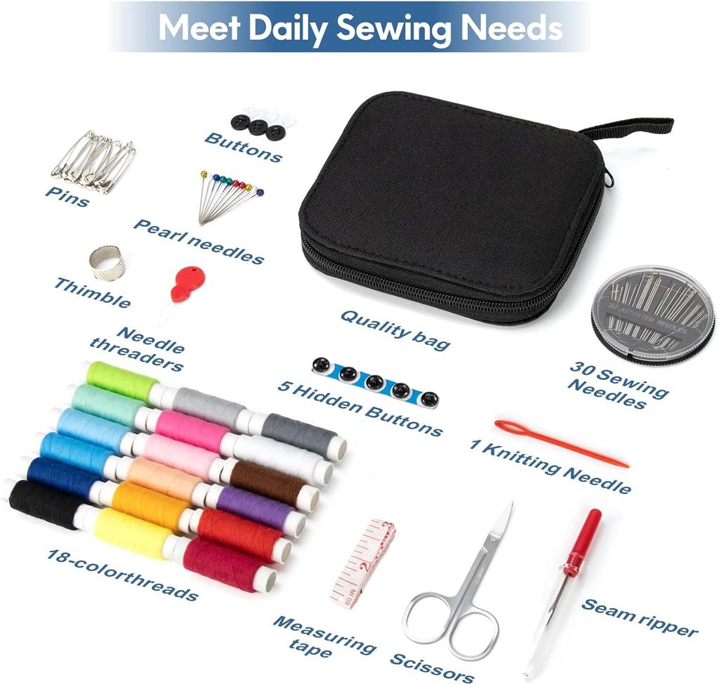 86-Piece Portable Sewing Kit with Needles and Thread – Perfect for Beginners and DIY Home Projects