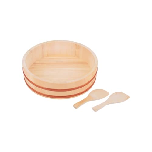 PEARL METAL Hand-Rolled Chirashi Sushi Set (4-Piece Set) - Includes a 27cm Sushi Tub (Approx. 3 Go) and 3 Rice Scoops (Shamoji) - Perfect for Home Coo