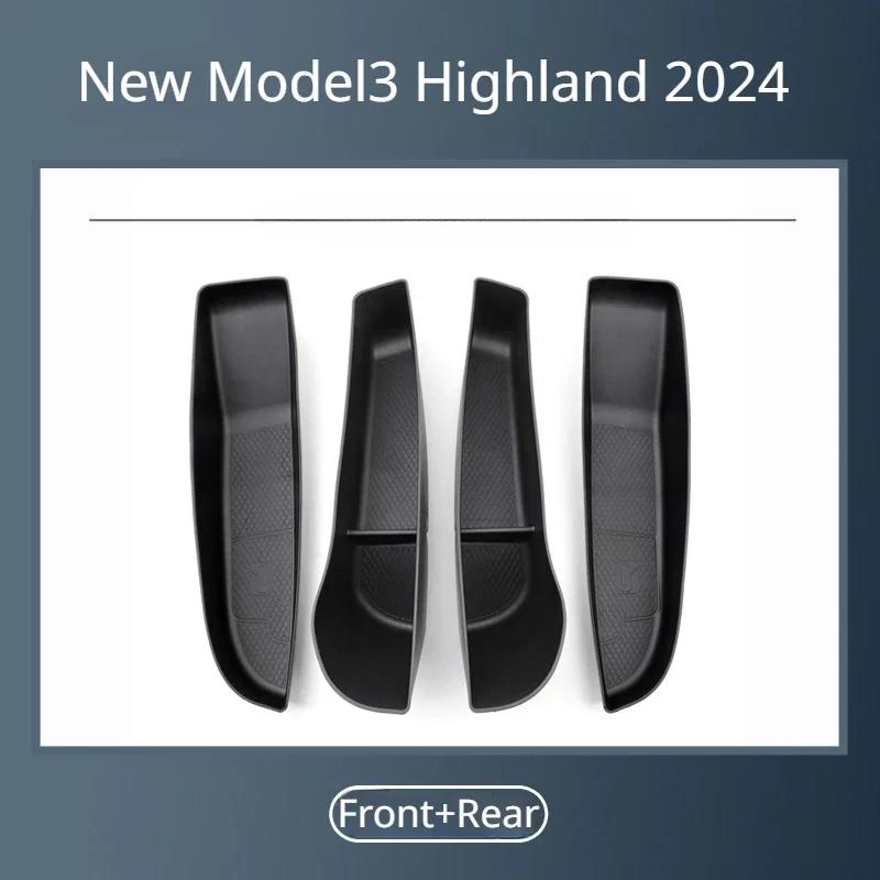 Door Slot Storage Box for Tesla Model 3 Highland 2024 Car Door Armrest Umbrella Trash Can 4PCS TPE Organizer Box Car Accessories