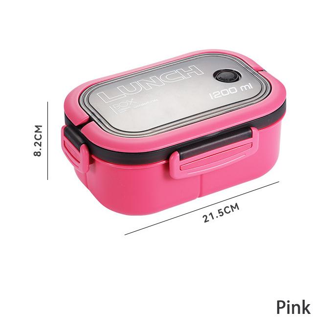 Microwave Lunch Box with Fork Spoon Portable Hermetic Lunch Box 2 Layer Grid Children Student Office Bento Box Food Storage Container