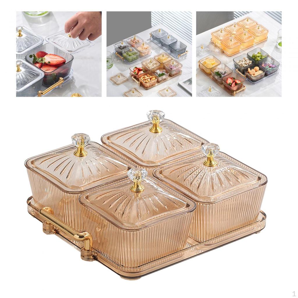 Тарелка с сухофруктами и разделенной крышкой чаша для орехов Роскошные сервировочные блюда Поднос для закусок