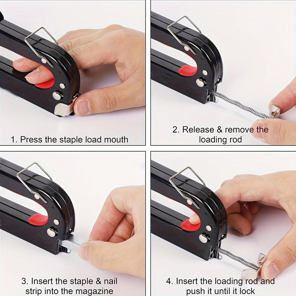 1 шт. Мебельный степлер 4 в 1 Сверхпрочный, с 1200 скобами, съемником, перчатками, ручной регулировкой мощности Степлер для дерева