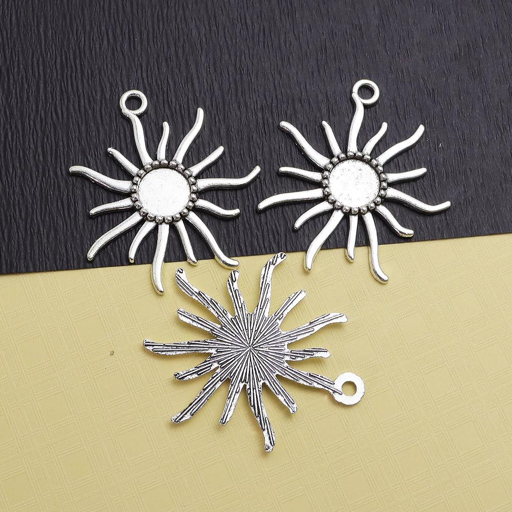 Retro DIY Alloy Jewelry Time Gem Necklace with 12mm Sun Pendant