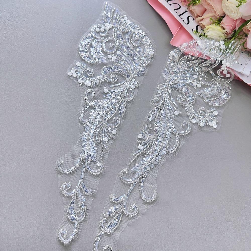 1Pair Beaded Sequined Dress Accessories Wedding Dress Clothing Chest Flower Handmade Flower Patch