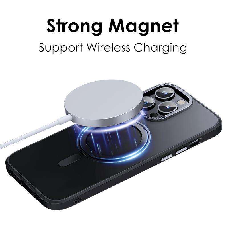 Магнитный чехол-подставка с вращением на 360° для iPhone 11 12 13 14 15 16 Pro Max 16Plus с держателем кольца, матовый прозрачный чехол