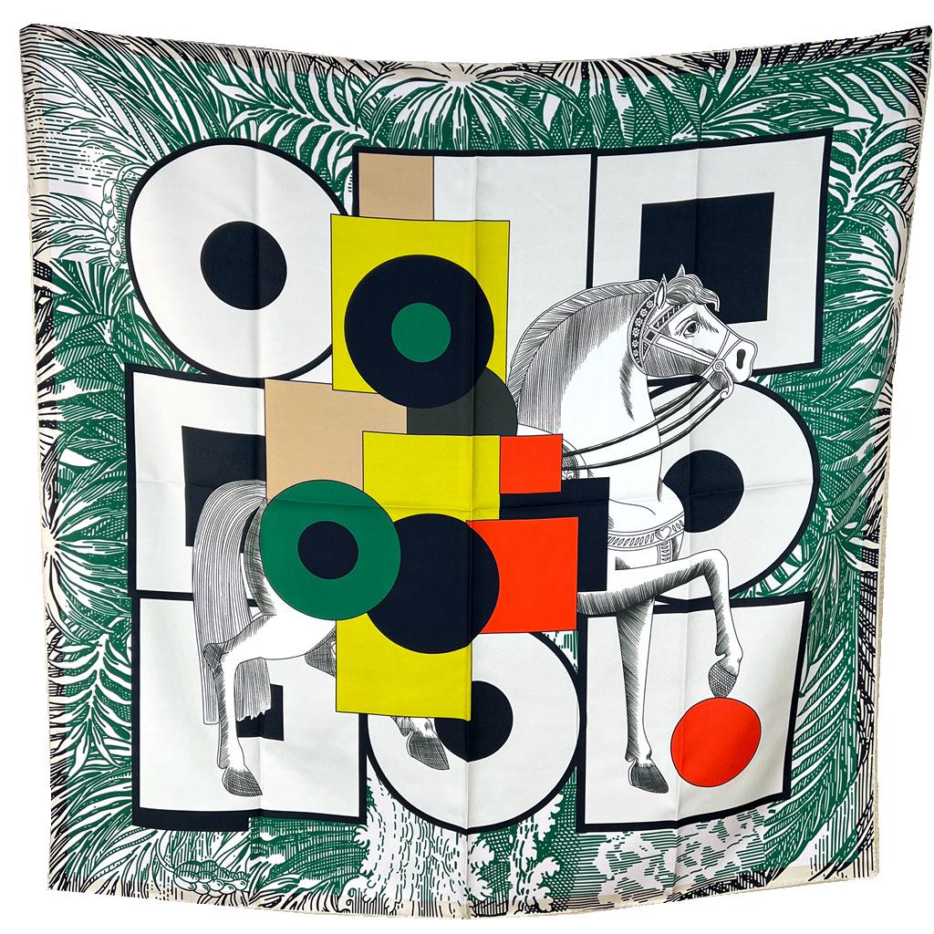 Шелковый твиловый шарф Silk Road в черно-белом французском стиле для весны/лета