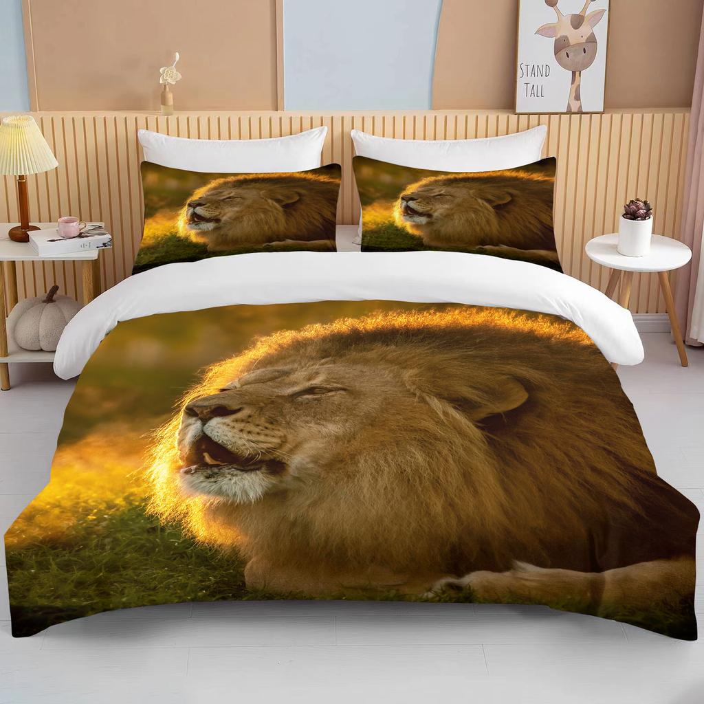 10 Sizes Cute Lion Bedding Collection Duvet Cover Collection 3D Bedding Digital Printing With Bed Linen Queen Size Boy Bedding Collection Fashion D