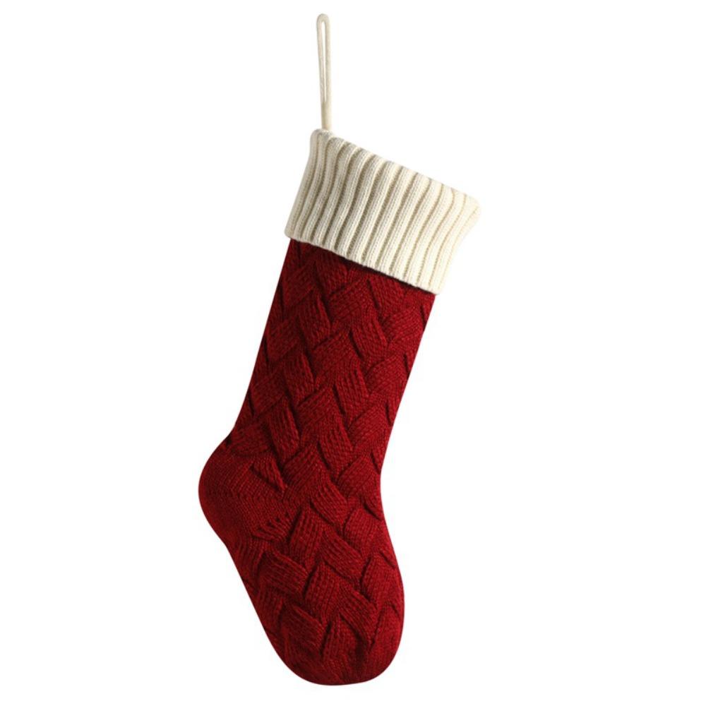 Hanging Knitted Christmas Stocking Large Size Xmas Tree Ornaments Christmas Gift Sock Pendant Worsted Gift Bag Christmas Decor