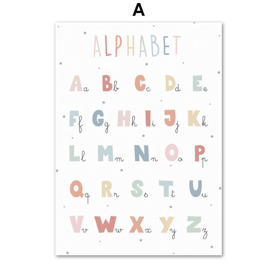 French Education Poster Alphabet Number Weather Solar System Wall Art Print Canvas Painting Wall Pictures Kids Classroom Decor